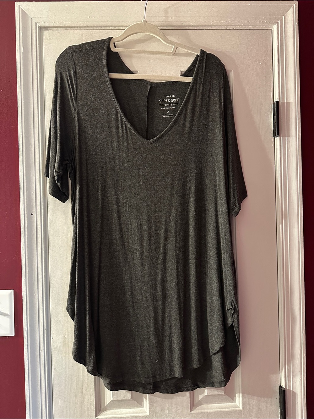 Torrid Super Soft Charcoal V-Neck Tunic